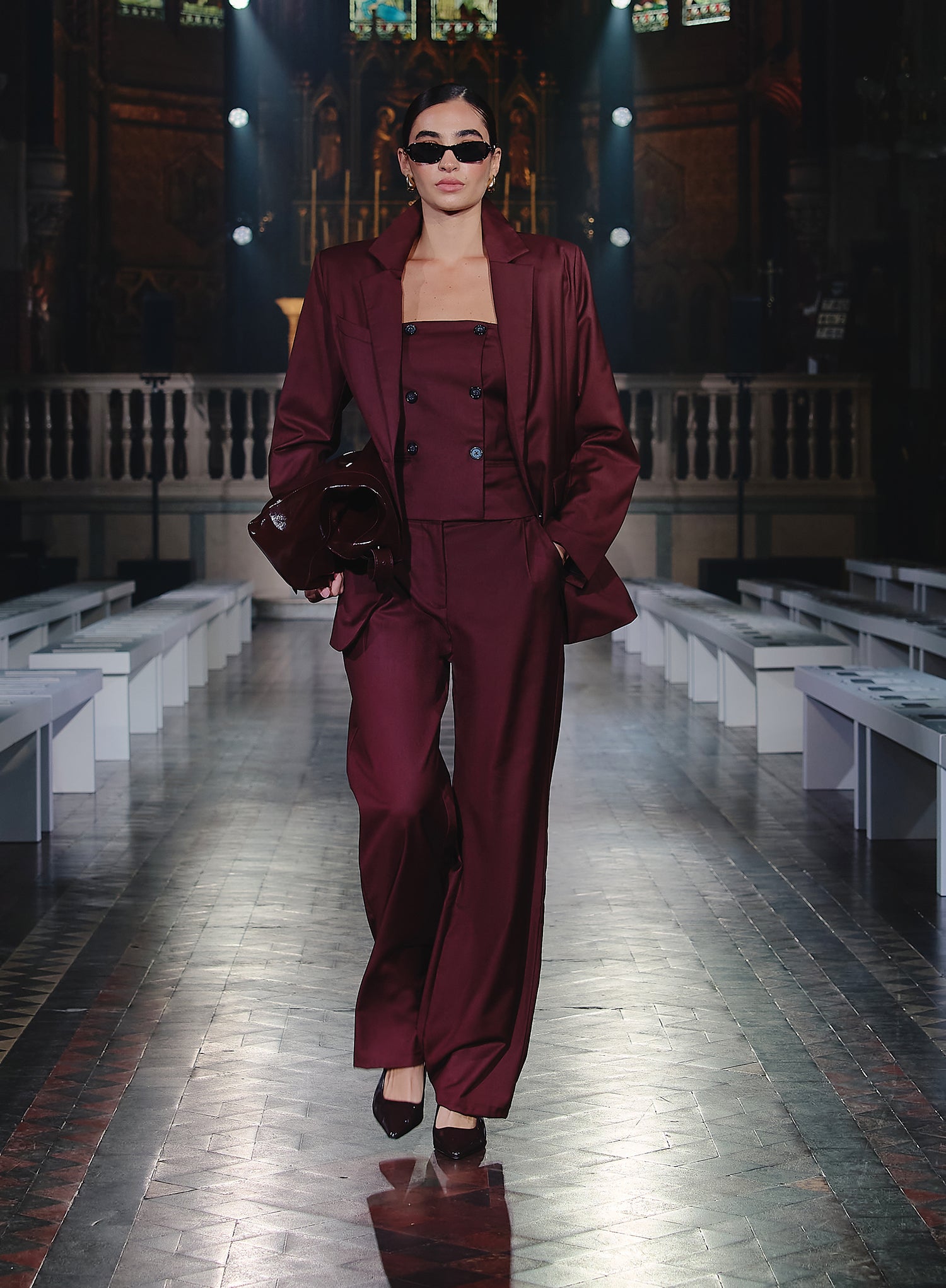 Burgundy Tailored Straight Leg Trouser